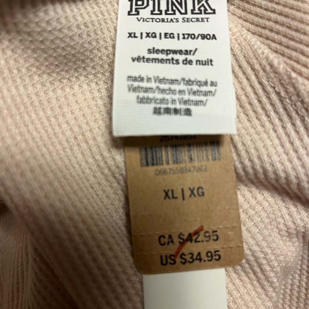 Victoria's Secret/PINK Ribbed Thermal Jogger Tan Lounge Pants Size XXL & XL - Picture 6 of 7
